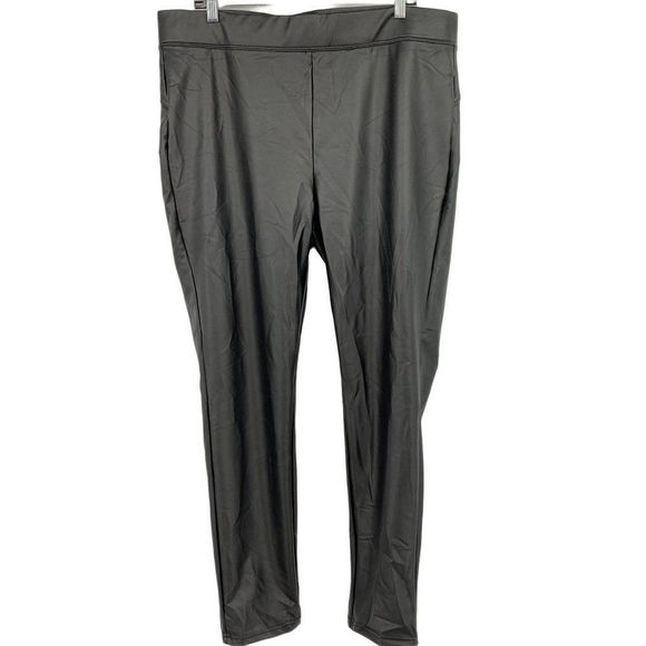 Fashion nova black faux leather pull on pants size 2X 1935 legging stretcj - Picture 1 of 7